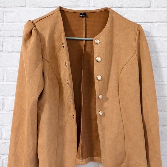 SHEIN Jackets & Blazers - SHEIN Tan Blazer with Decorative Buttons